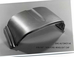 58 Ford, Ranchero, Edsel, Fairlane (Left) Front Fender Upper Cap, Manufactured By EMS