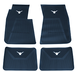 58-60 Front And Rear Floor Mats, Blue With White Emblem