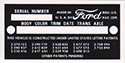 Late 57-59 Data Plate Decal