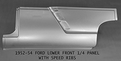 52-54 Ford Car 2 Door (Left) Front Quarter Panel, With Ribs Die Stamped In 18 Gauge Steell