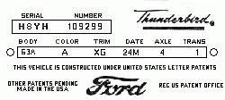 1958 - 1966 Data Plate